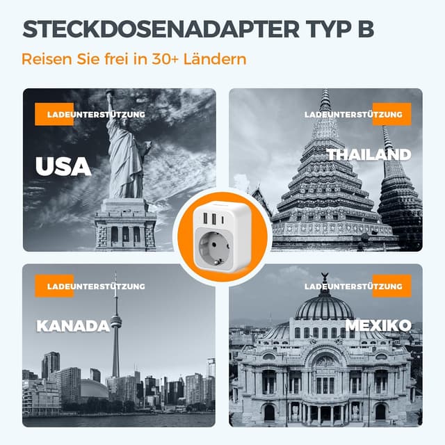 Thumbnail 2 de TESSAN USA Adapter 1875W Reiseadapter đ