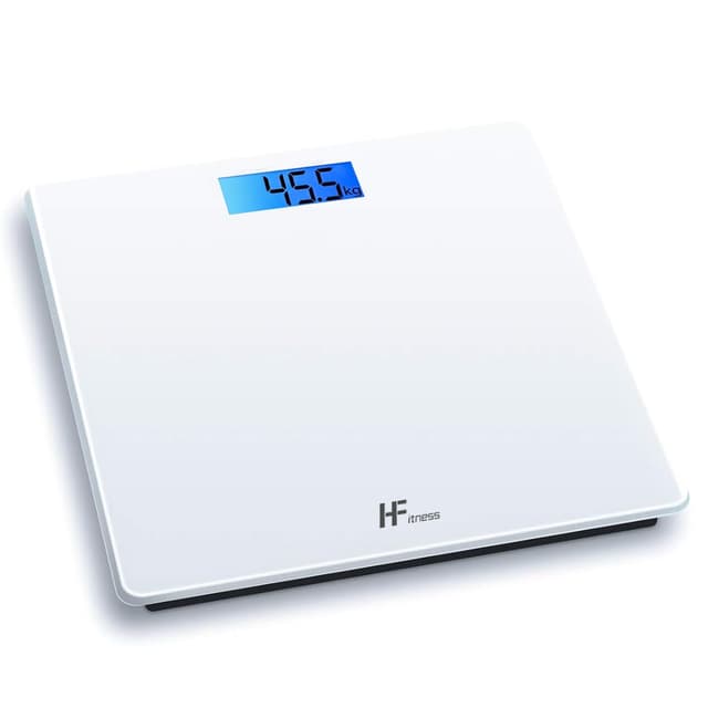 Detalle de HomeFashion HFitness digital bathroom scale (180kg capacity) with backlit display