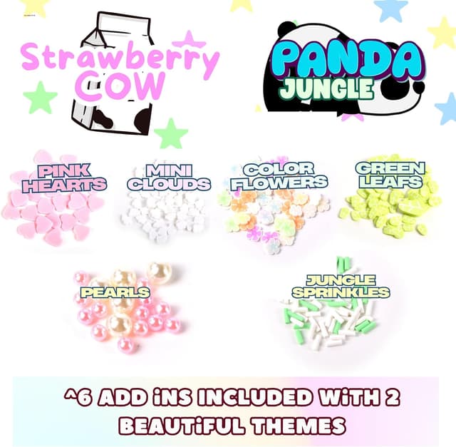 Detalle de ToysButty 2er Set Fluffy Slime „Water Slime“ mit Erdbeerkuh-Thema – duftender, nicht klebriger Schleim für Kinder