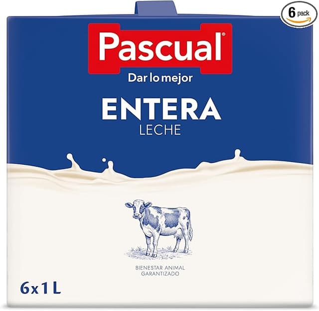 Detalle de Leche Pascual Clásica Entera 6x1L 🥛