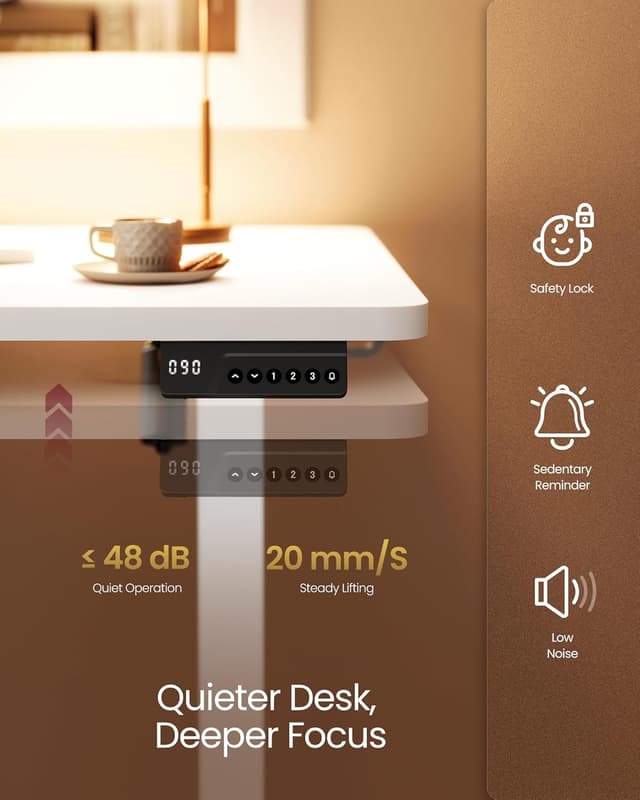 Detalle 2 de VASAGLE Electric Standing Desk (LSD310WZ01) – height adjustable home office desk, 100 x 60 cm, 4 memory presets