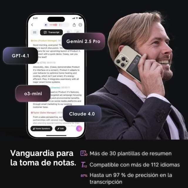 Detalle 2 de Plaud Note 64 GB — grabadora de voz con IA