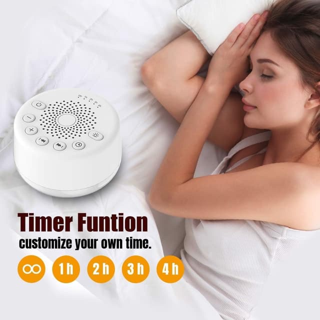 Detalle de Easysleep White Noise Machine (White) with 25 Sounds, Night Lights, Memory Function, 32 Volume Levels