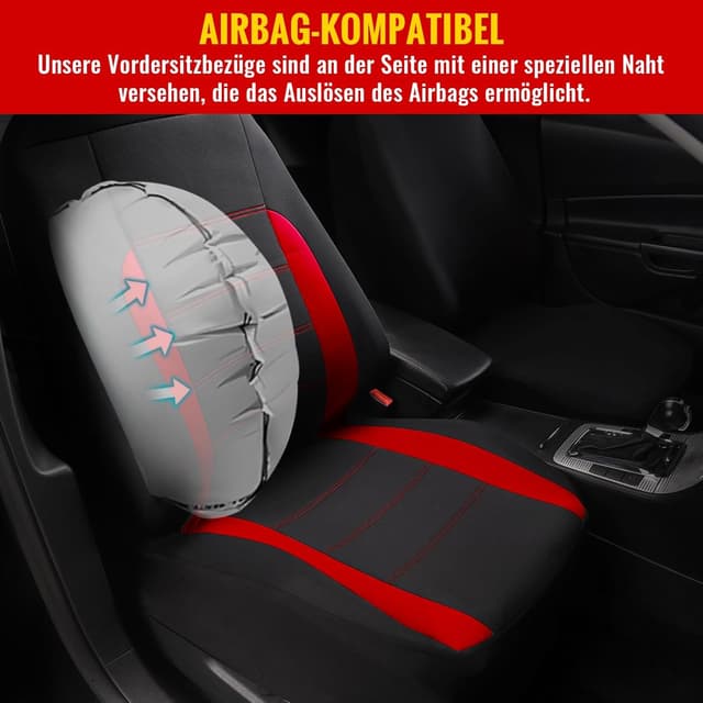 Detalle de AUTOYOUTH Autositzbezüge für Vordersitze – einteilige Sitzauflagen mit Airbag-kompatiblem Design
