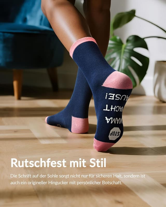 Detalle 2 de Jeasona Lustige Socken Damen (39–42) rutschfest aus Baumwolle – Geschenk für Mama