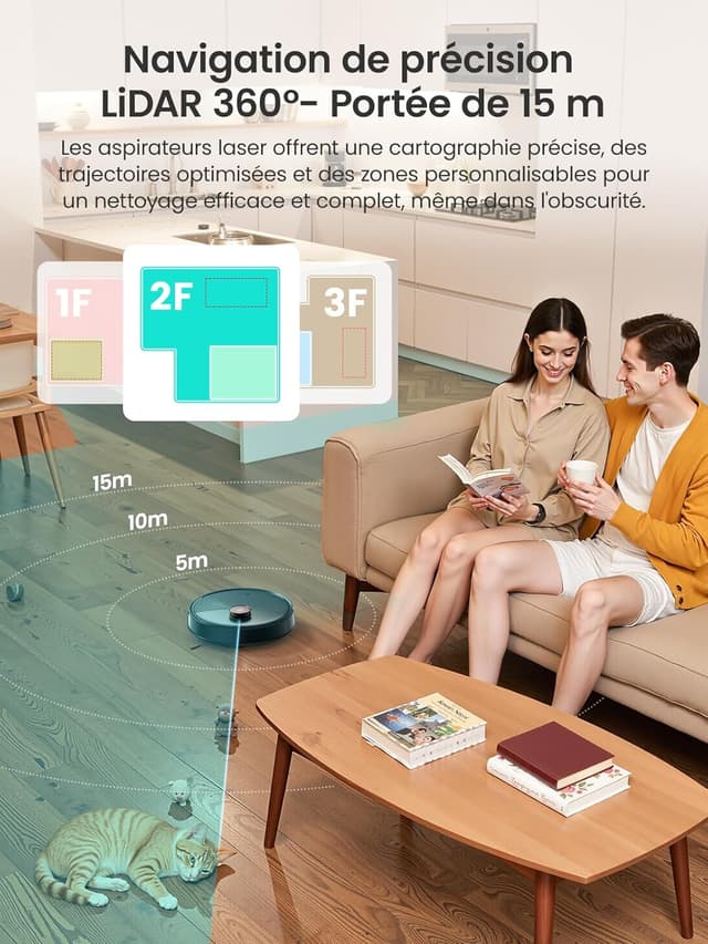 Detalle de Lefant M3 Robot Aspirateur Laveur 12 000 Pa avec station multifonctionnelle