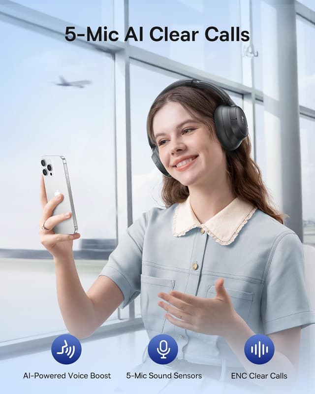 Detalle de Baseus Bass BH1 NC Adaptive Hybrid ANC Bluetooth Headphones (LDAC, up to 80H, 5-Mic AI calls)