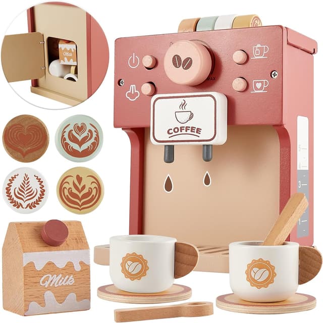 Imagen de BUYGER Kids Wooden Coffee Machine Toy en OfertitasTOP