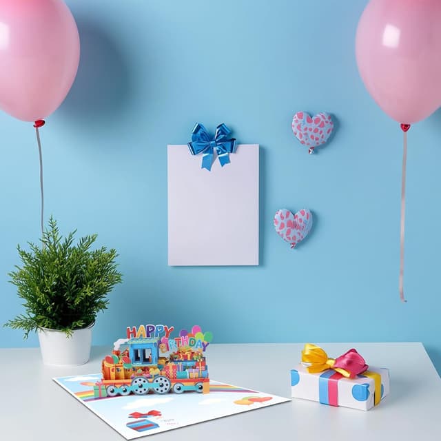 Thumbnail 6 de DLYMXGC Regenbogen-Geburtstagszug Pop-Up „Happy Birthday“ Grußkarte mit Umschlag