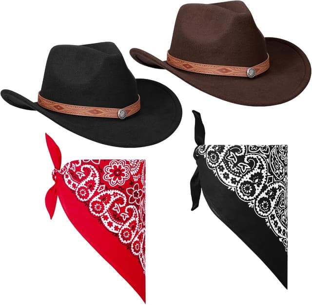 Detalle de Cowboy hat set 2 pack for western wear