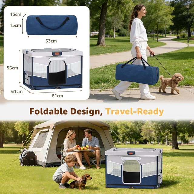 Detalle de PICK FOR LIFE Steel Frame Dog Playpen (81x61x56cm) – Foldable & Washable Puppy Play Pen with 690D Cover