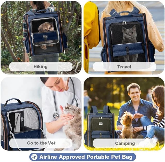 Detalle 2 de Lekesky Large Cat Carrier Backpack (Expandable) – Blue, XL for pets up to 25 lbs