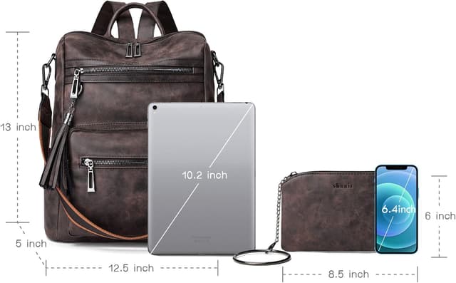 Detalle de Shrrie Backpack Purse for Women – Convertible faux leather travel backpack & shoulder bag