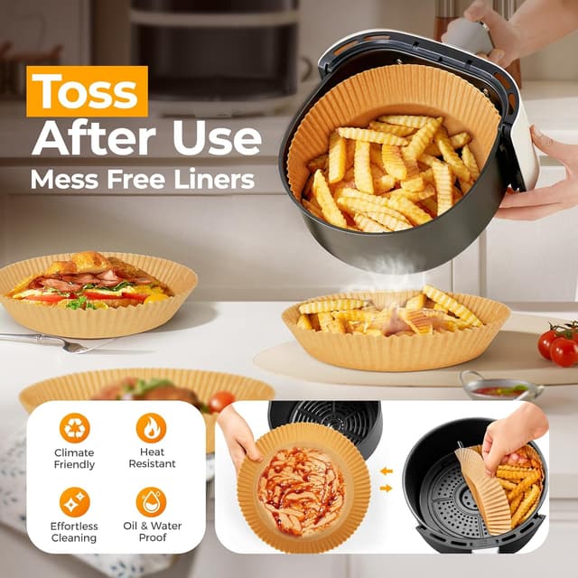 Thumbnail 1 de Air Fryer Liners for Ninja (205 PCS) — 8-Inch Round Disposable Parchment Liners, Oil-Proof & Non-Stick