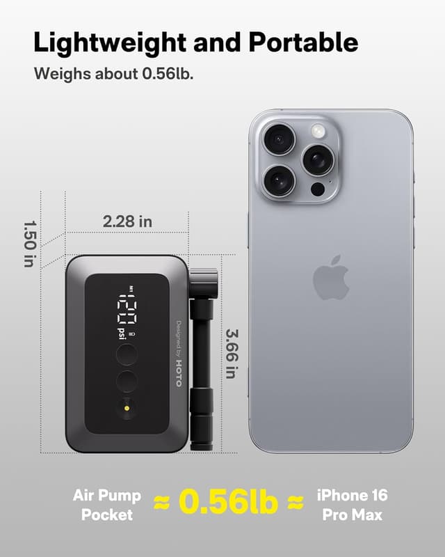 Thumbnail 2 de HOTO Mini Bike Tire Pump 150 PSI electric pump