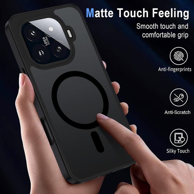 Detalle 2 de XTCASE Cover magnetica per Xiaomi 15T Pro / Ultra sottile con retro traslucido opaco e protezione antiurto, nero
