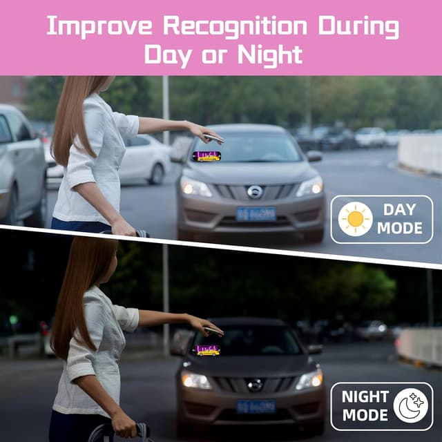 Detalle 2 de LED Light for Car Windshield Sign (Pink) with Suction Cups, Hook-and-Loop Cable Ties and USB Plug