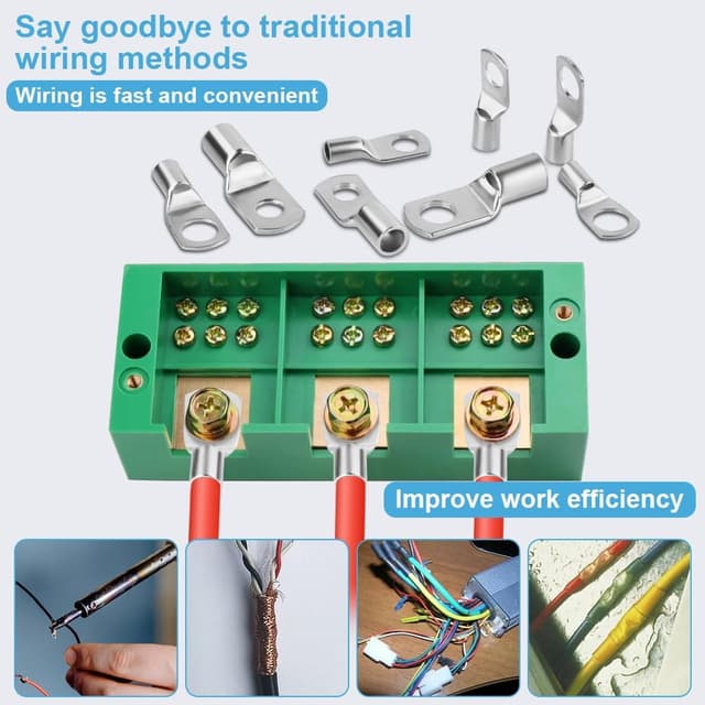 Detalle de Flintronic SC16-6 capicorda ad anello da crimpare in rame stagnato, kit da 20 terminali