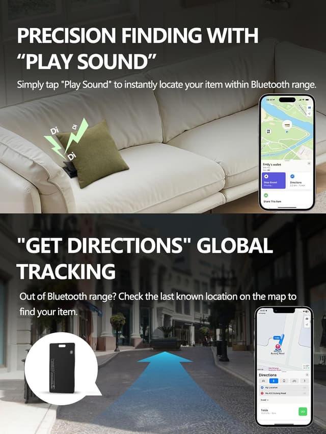 Detalle de Lmrbelec Wallet Tracker Card for Apple Find My & Google Find Hub (1 Pack) — slim IP68 rechargeable card