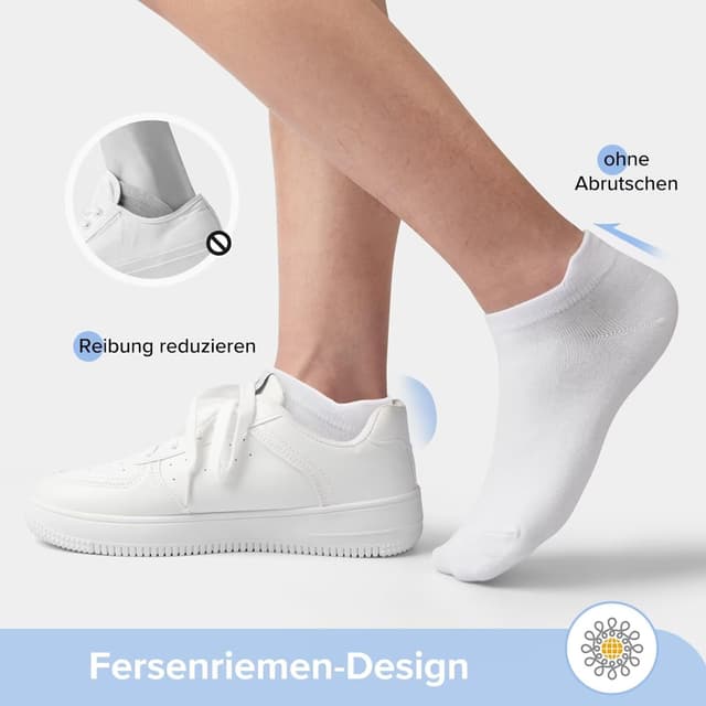Detalle de YouShow Sneaker Socken für Damen & Herren, 10 Paar, bio Baumwolle (kurz, Knöchel-/Halbsocken), einfarbig in Schwarz/Weiß/Grau