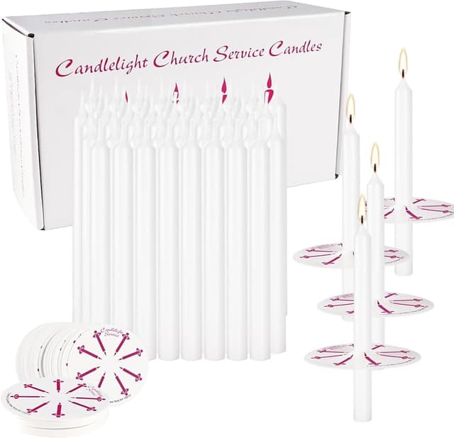 Thumbnail 5 de 100 White Taper Candles 5-Inch — Handheld Church Candles 🕯