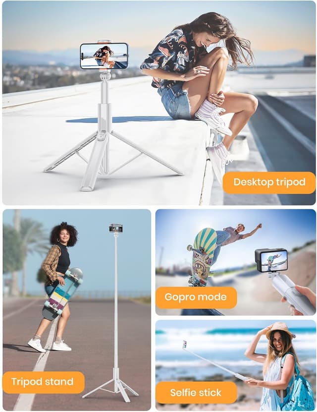 Thumbnail 6 de ANXRE 71"/180cm Phone Tripod Monopod (NT79) with Bluetooth Remote – White