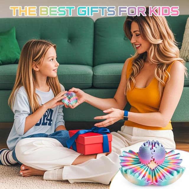 Detalle 2 de Balkwan Gear Ball 3D Printed Fidget Toy Spinning Gear Sphere (Rainbow, 2.5 in diameter)