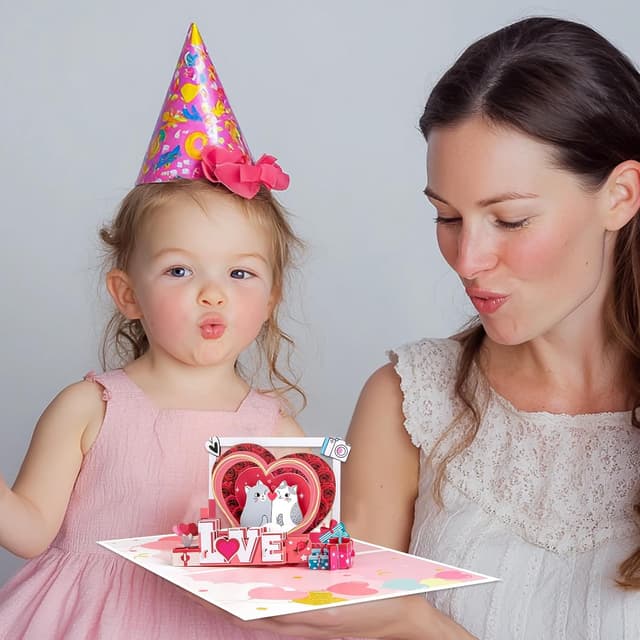 Detalle 2 de Love Frame Katze Pop-up Grußkarten mit leerer Notizkarte & Umschlag – für Liebe, Geburtstag & besondere Anlässe