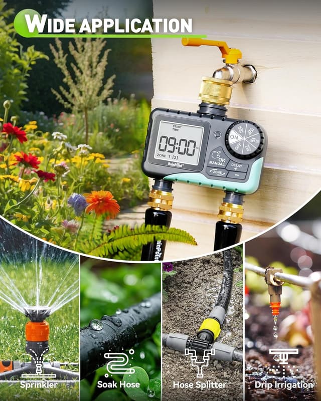 Thumbnail 6 de RAINPOINT Water Timer 2 Outlets – IP65 garden hose irrigation timer with brass inlet/outlet