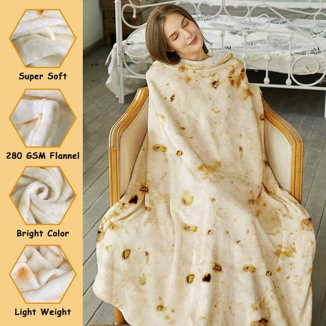 Thumbnail 5 de SeaRoomy Burritos Tortilla Throw Blanket 60 in