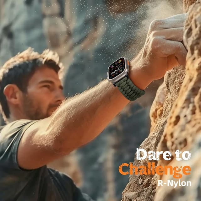 Detalle de Bandletic Nylon Paracord Strap Compatible with Apple Watch Ultra 3/2/1 & 49–42mm models (Green)