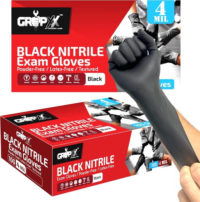 Thumbnail 2 de London Labs Black Nitrile Gloves 4 Mil XS–XXL