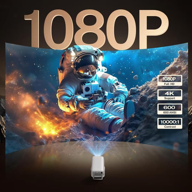 Detalle de Native 1080P FHD Smart Beamer (Dolby Audio) – Autofokus & Keystone, 600 ANSI Lumen, Android 11, WiFi 6 & Bluetooth 5.4