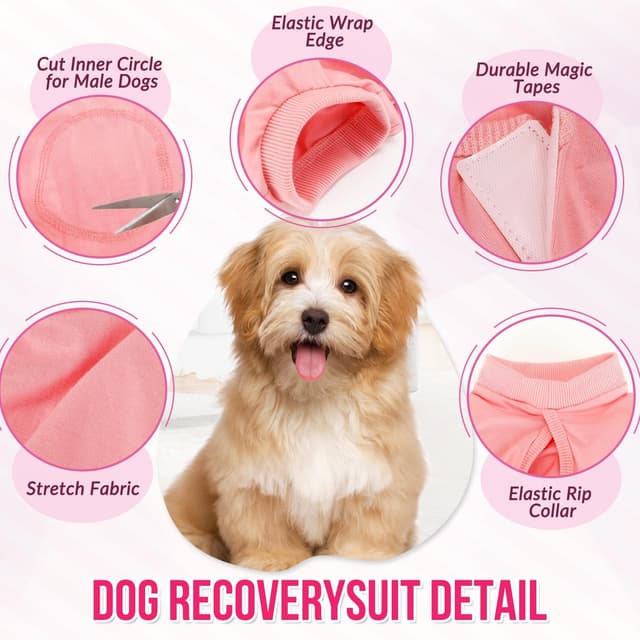 Detalle de Eyein Dog Surgery Recovery Suit (Adjustable), Soft Recovery Onesie Alternative to a Cone, Size L