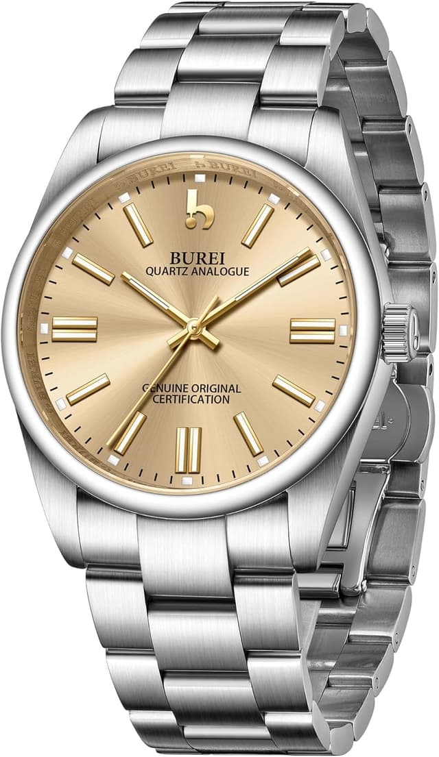 Detalle 2 de BUREI Herren Analog Quarz 42 mm Uhr