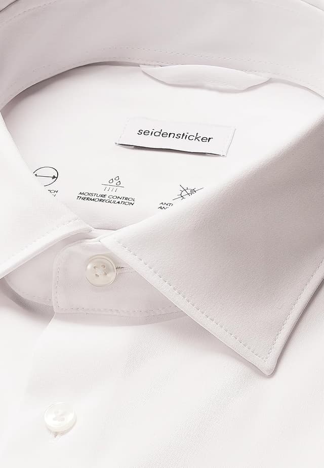 Detalle 2 de Seidensticker Herren Men Slim Longsleeve Cotton Hemd (1er Pack) – weißes Slim-Fit Langarmhemd