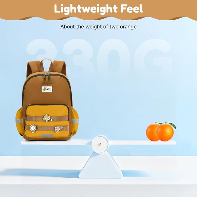 Detalle de PROTAURI sac à dos enfant maternelle avec sangle de poitrine et bandes réfléchissantes (kaki, 3–7 ans)