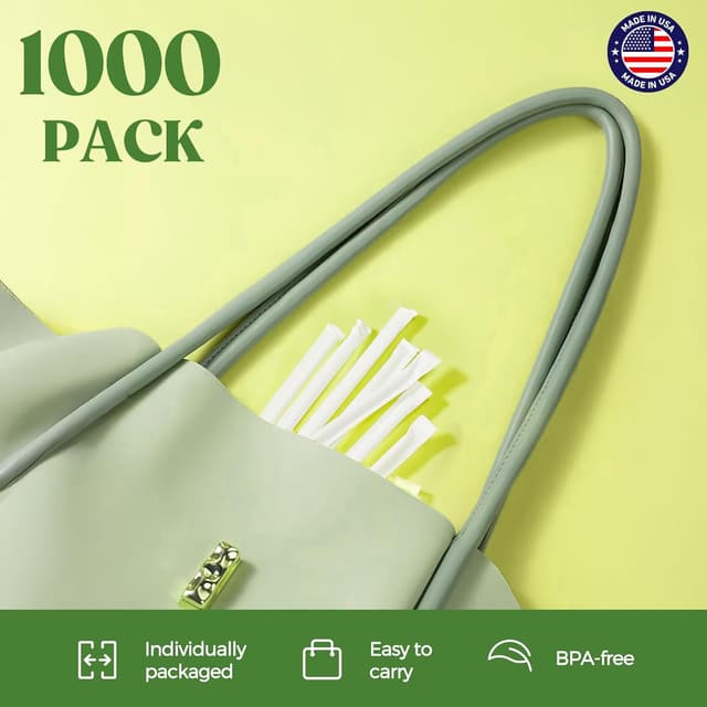 Detalle 2 de Glotoch Express 1000 Individually Wrapped Clear Plastic Straws (7.75 in, 0.24 in) — BPA-Free Disposable Drink Straws