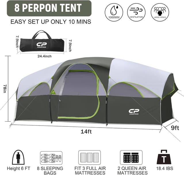 Detalle 2 de CAMPROS CP Tent 8 Person 72in Center Height