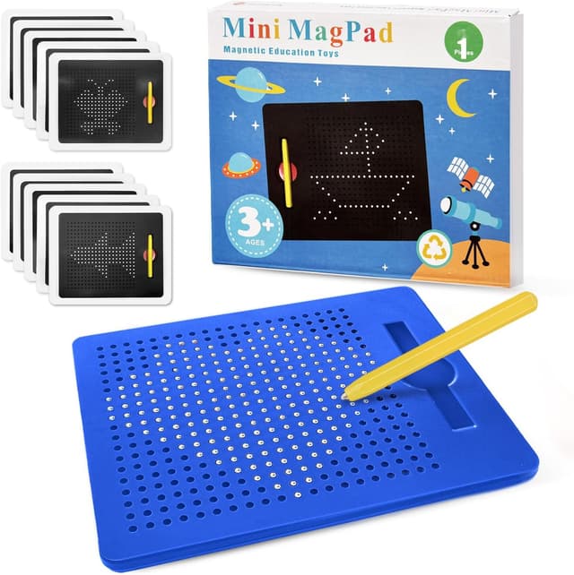 Detalle de AMFUN magnetische Zeichen- und Kugeltafel für Kinder ab 3 Jahren (blau) – magnetisches Stahlkugel-Spiel