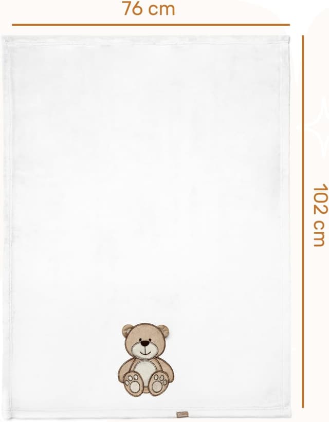 Detalle 2 de Be Mammy Couverture chaude pour bébé en microfibre hypoallergénique, peluche motif 3D ours (Blanc - Ours)