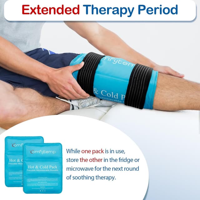 Detalle de Comfytemp 2 Pack Large Ice Pack (27 x 37cm) Reusable Gel Hot/Cold Pack with Straps
