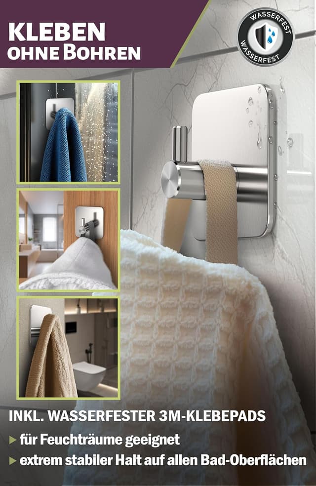 Detalle 2 de Menz Handtuchhaken ohne Bohren 6er Set