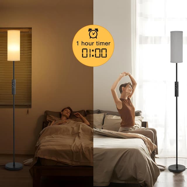 Detalle 2 de Aooshine grey corner floor lamp with remote control, stepless dimming and 3 colour temperatures