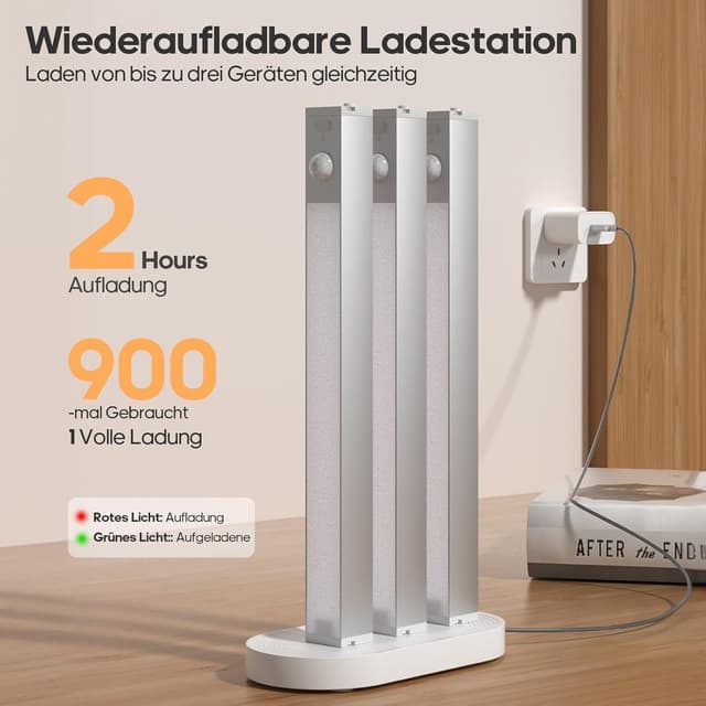 Detalle 2 de GOODEA 18 cm Slim Bright Schrankbeleuchtung (6er-Set) mit USB-C-Lade-Dock, dimmbar, 8000K