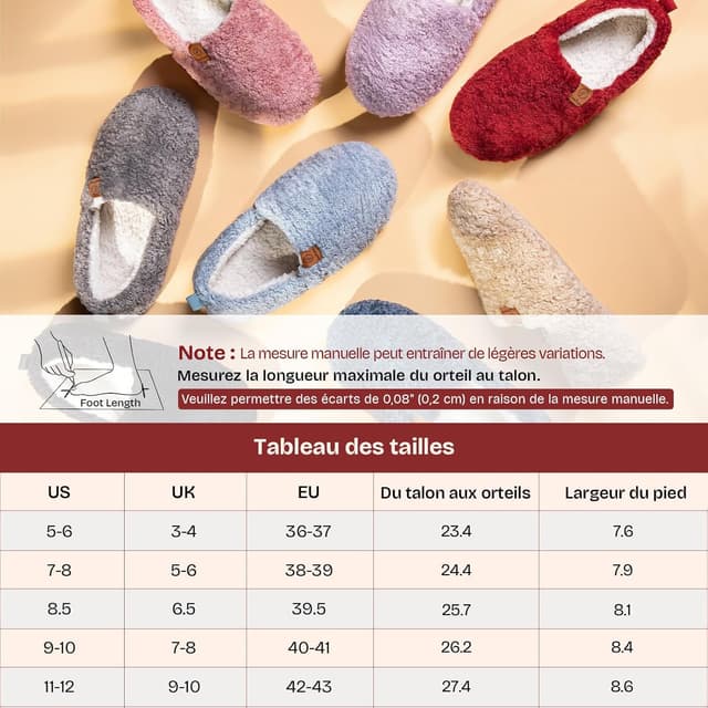 Thumbnail 6 de EverFoams Chaussons femme chauds en mousse à mémoire et suède/“fausse laine” synthétique, antidérapants