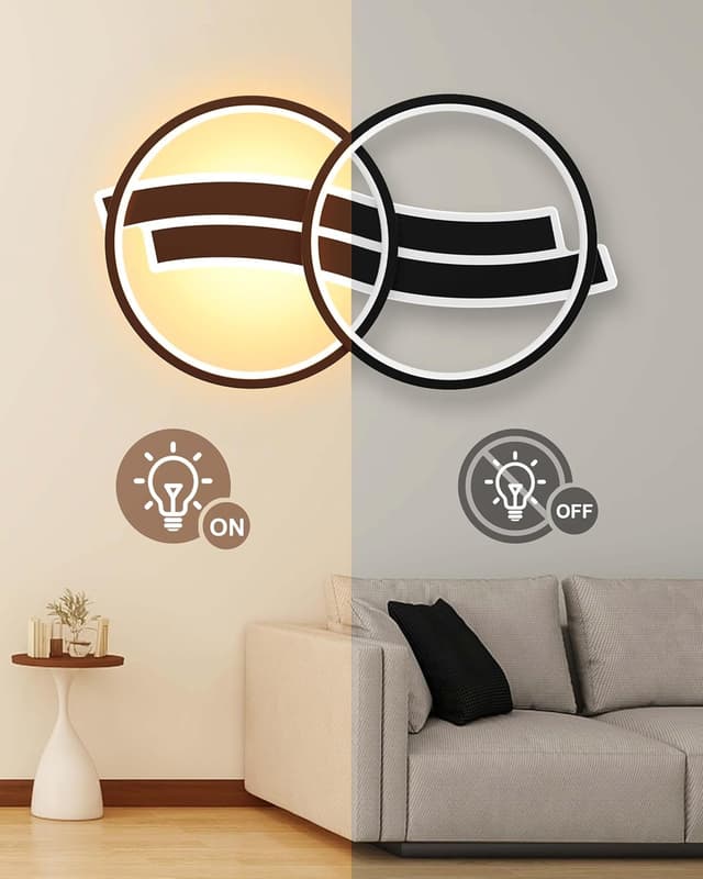 Detalle de MOUNM Lampadario plafoniera LED camera da letto nero con telecomando, dimmerabile 3000K-6000K (30W) e forma a nota musicale