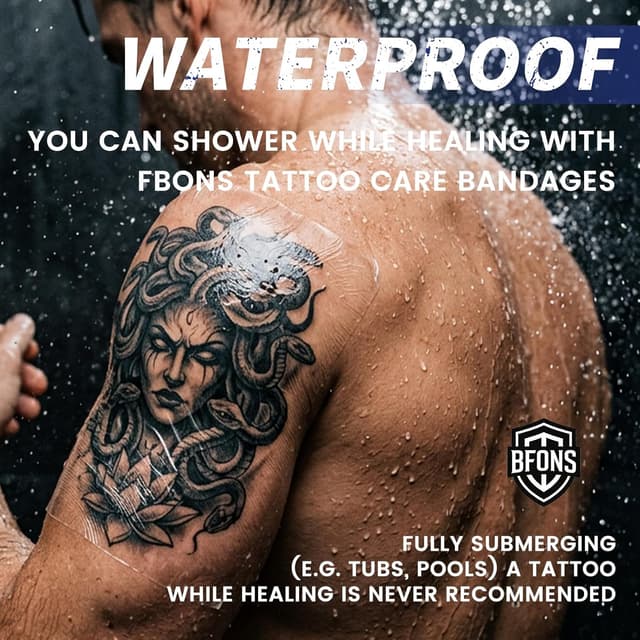 Detalle de BFONS Tattoo Aftercare Waterproof Bandages (6 in x 4.4 yd) Transparent Film Tattoo Cover Up Tape