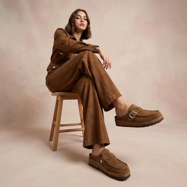 Detalle de CUSHIONAIRE Women's Hobby Leather Clog with Cork Footbed 👡