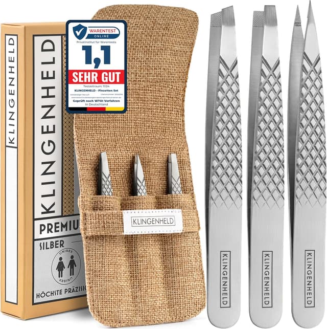 Detalle de KLINGENHELD Profi Pinzetten-Set für Präzision